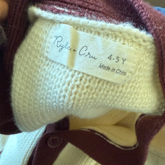 Rylee & Cru Cream and Burgundy Cardigan with Initials - Picture 5 of 5